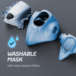 Blue half-face N95 respirator mask with dual cartridges for dust and fume protection