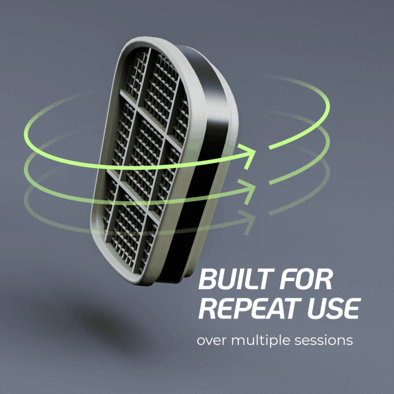 A ProDefend filter cartridge designed to be robust and built for repeat use over multiple work sessions.