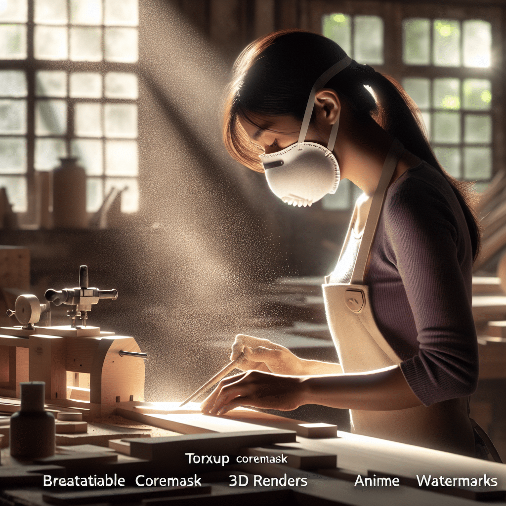 A washable face seal on the CoreMask respirator worn by a craftsman in a well-lit workshop, ensuring long-term comfort and protection.