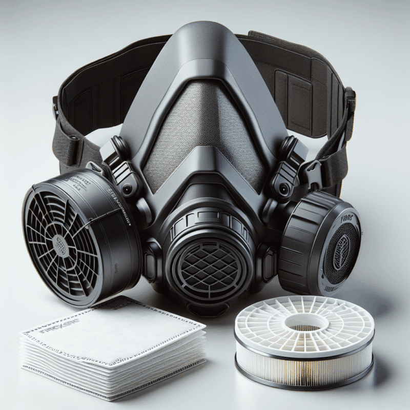 Close-up of Torxup CoreMask respirator on white background showing filters and design, best budget respirator UK for DIY.