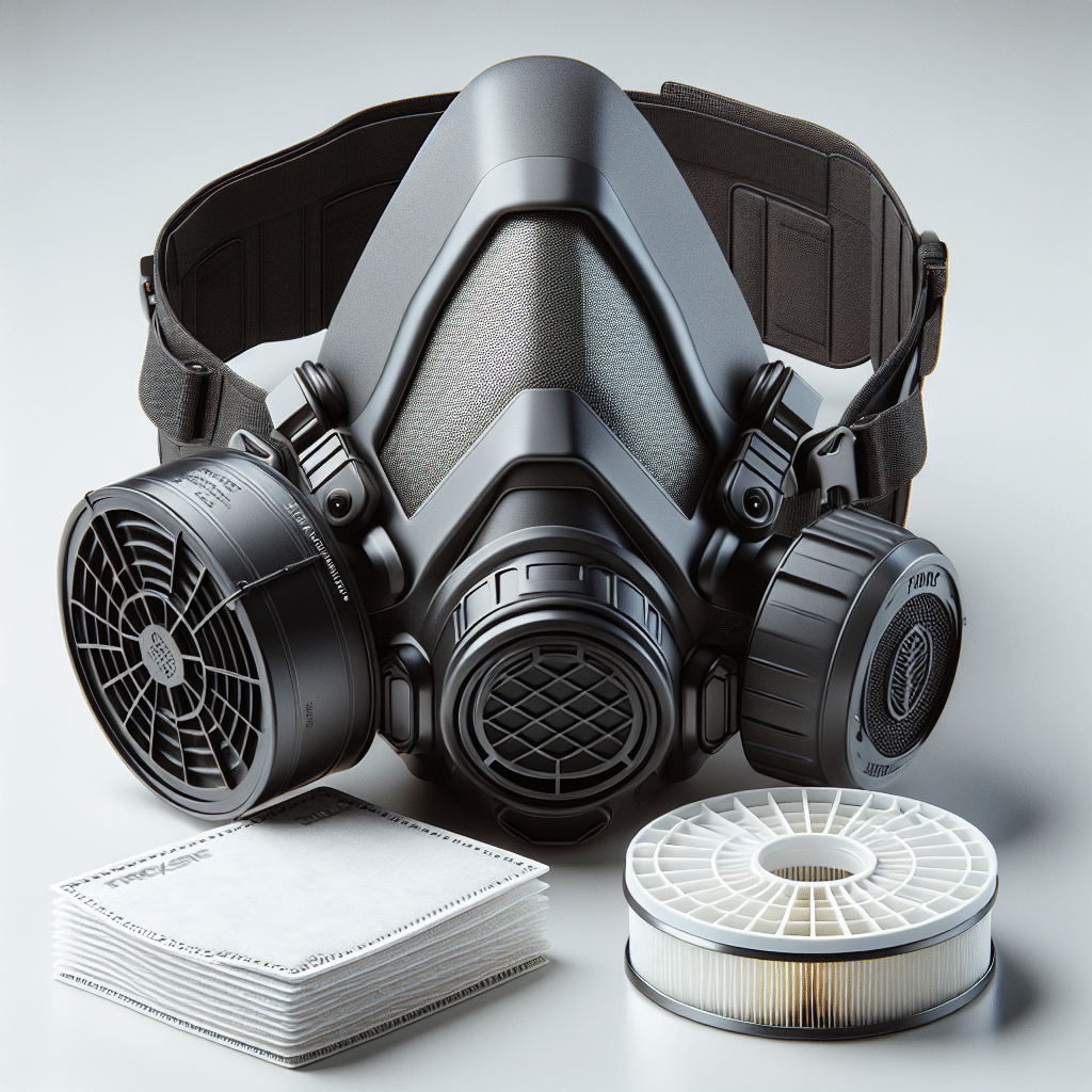 Close-up of Torxup CoreMask respirator on white background showing filters and design, best budget respirator UK for DIY.