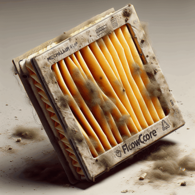 Filter indicator signs on a used FlowCore mask pad showing yellowing, debris, and wear that signal it’s time for replacement.