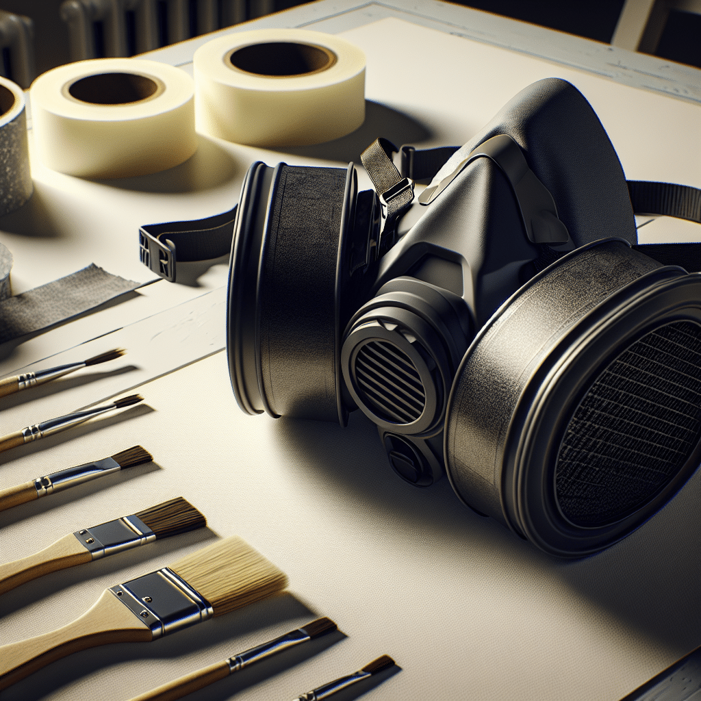 ProDefend subscription carbon filter pads neatly inserted into a painter’s half-mask respirator on a clean workspace.