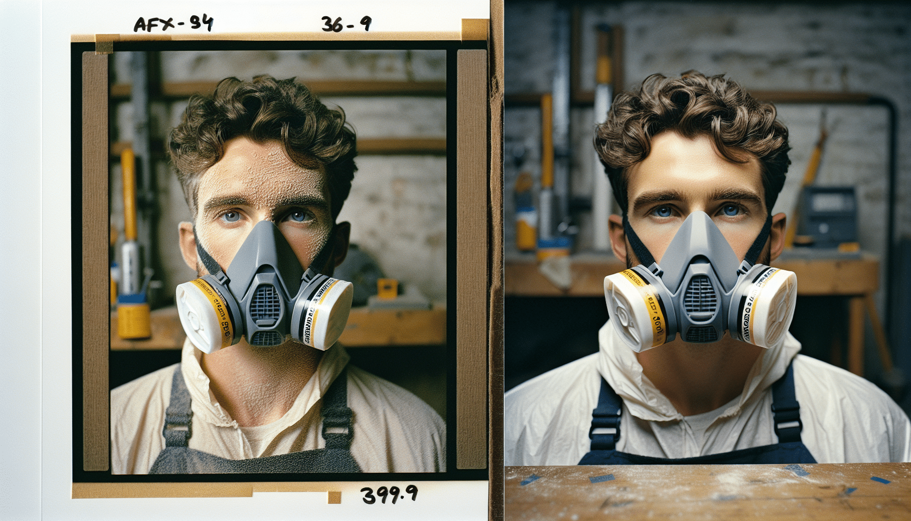 Comparison of dust mask leaks with and without CoreMask straps during fit testing in a workshop.