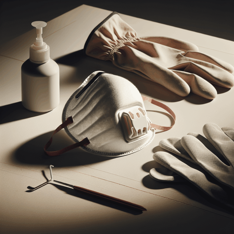 High-resolution image of replaceable filter face mask UK showing CoreMask opened with filter insert and trade tools on neutral surface.