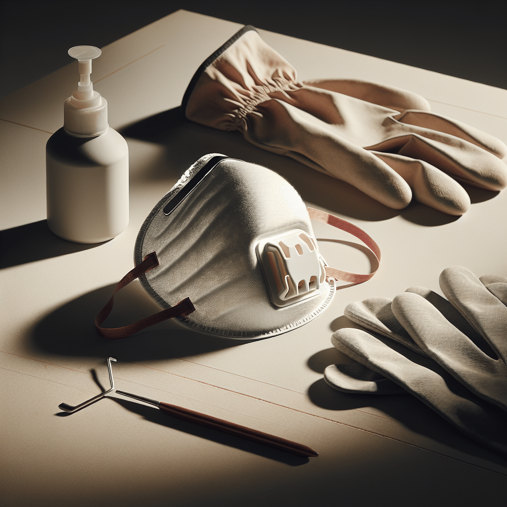 High-resolution image of replaceable filter face mask UK showing CoreMask opened with filter insert and trade tools on neutral surface.